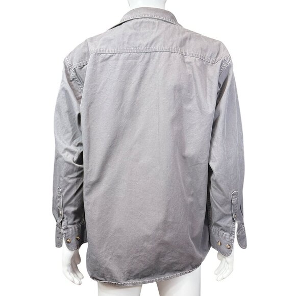 Cabelas Mens Long Sleeve Button-Up Grey Shirt Size L 100% Cotton Workwear Style - Picture 2 of 6